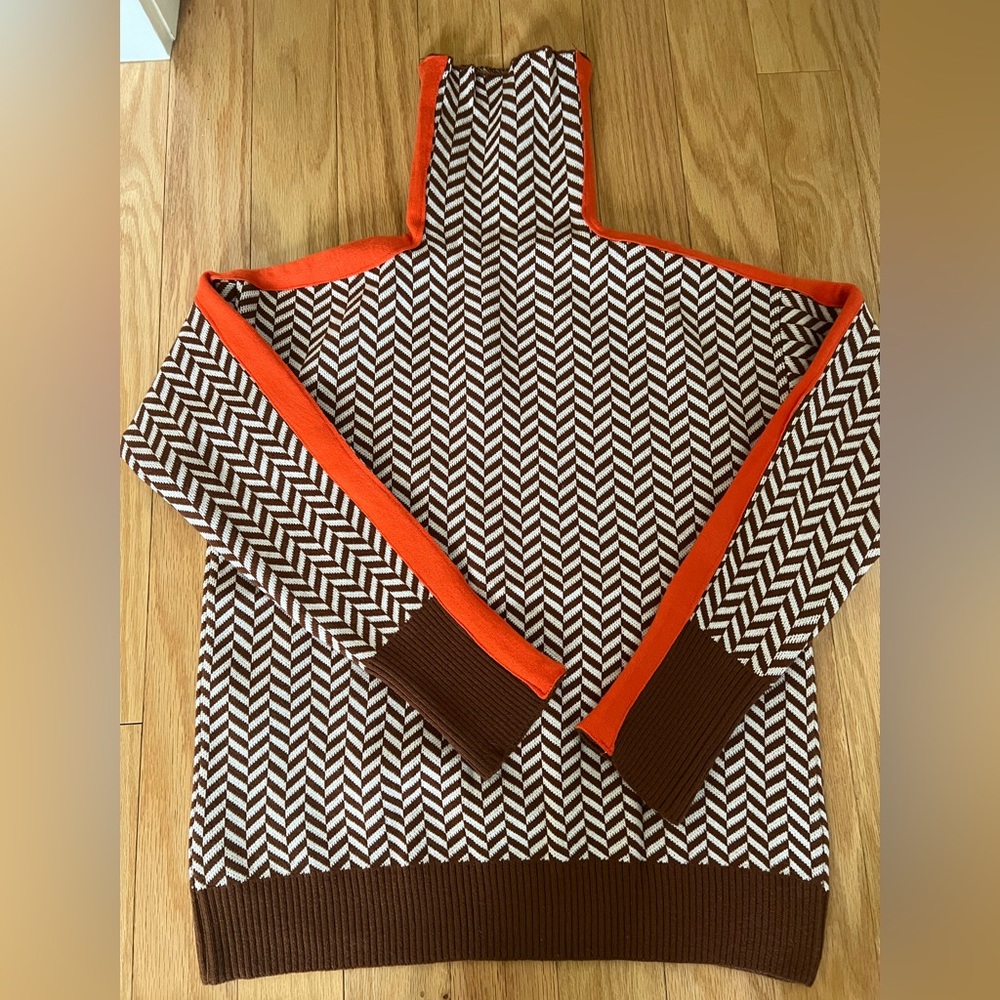 Brown and Orange Women’s Sweater Size S